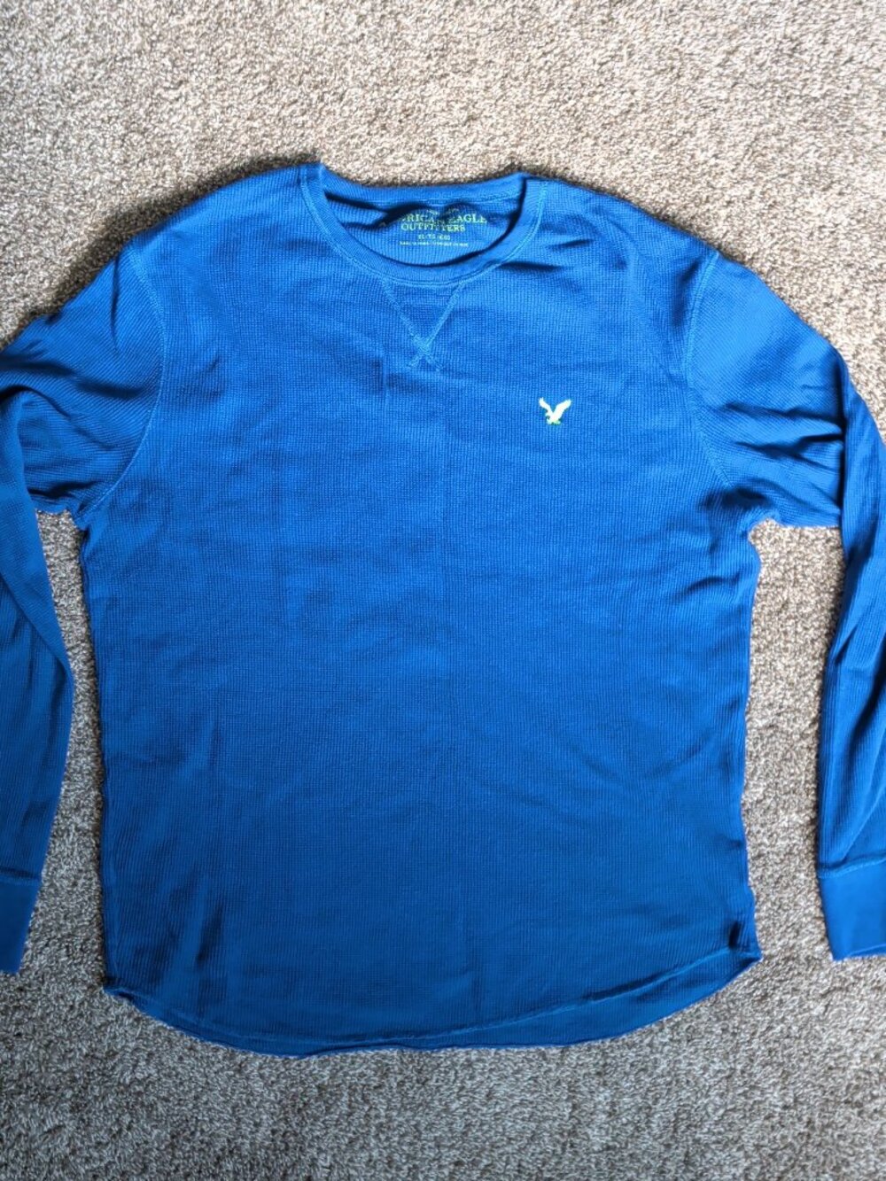 American Eagle Outfitters Blue Size XL Slim Fit Thermal Longsleeve Waffle Knit